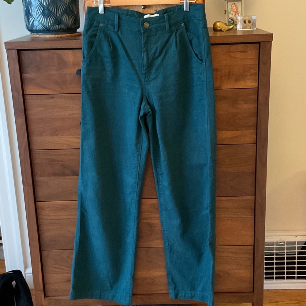 Deep Teal Wide Leg Chinos